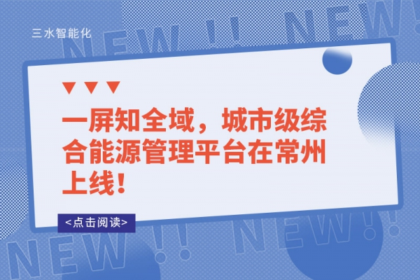 一屏知全域，城市級(jí)綜合能源管理平臺(tái)在常州上線！